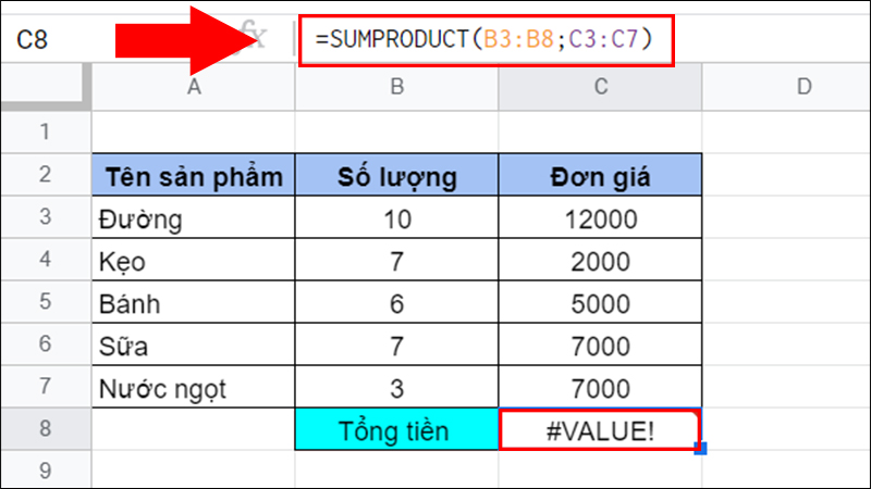loi-value-google-sheet-sumproduct-800x450-1 Lỗi #VALUE! trong hàm SUMPRODUCT