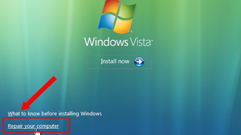 Chọn Repair Your Computer