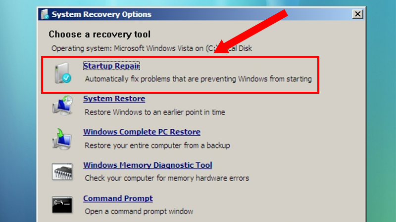 Chọn Startup Repair