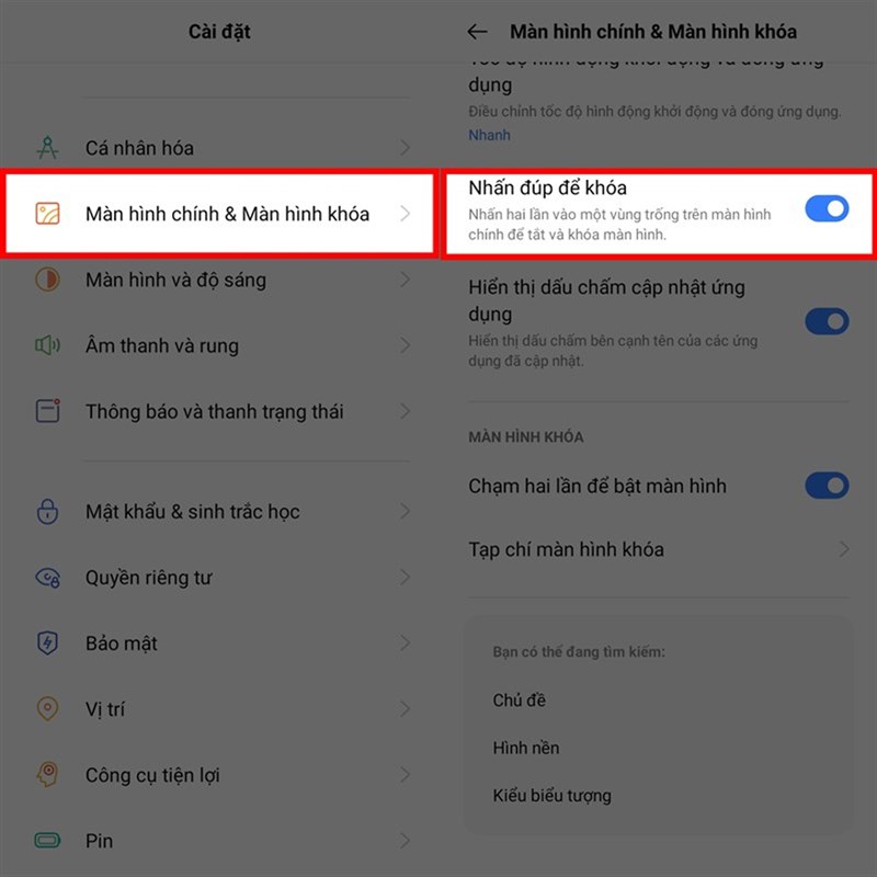 Chạm đúp để tắt màn hình Chạm đúp để tắt màn hình