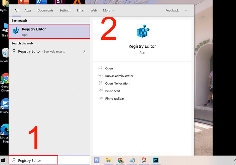Mở Registry Editor
