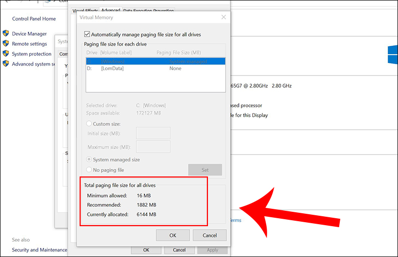 Kiểm tra và quản lý page file