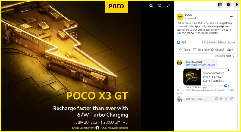 POCO X3 GT được xác nhận hỗ trợ sạc nhanh 67 W POCO X3 GT được xác nhận hỗ trợ sạc nhanh 67 W