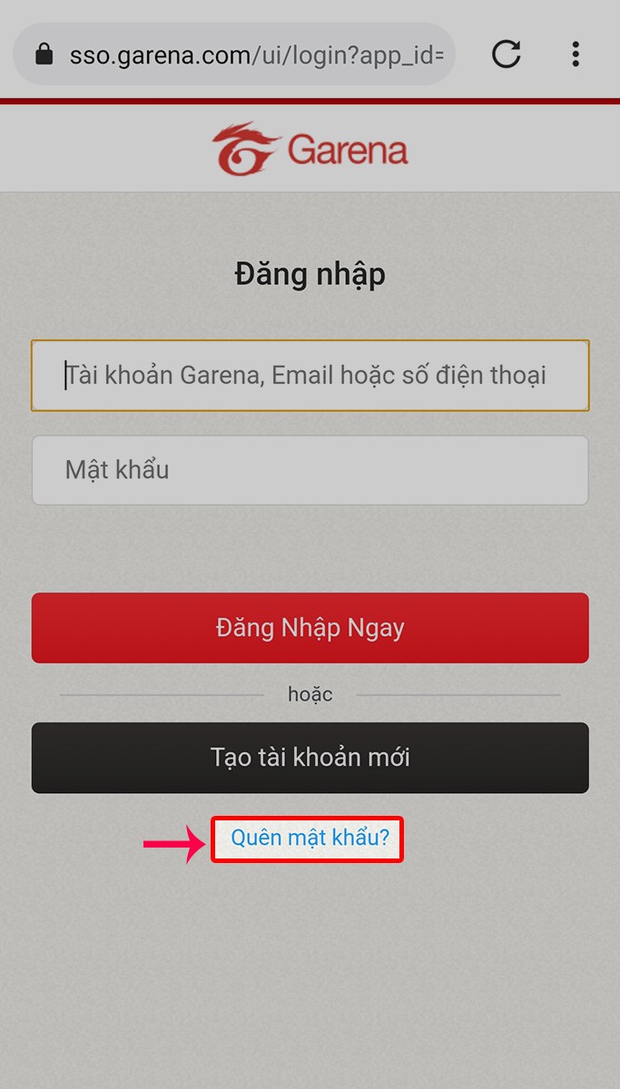 Chọn Quên mật khẩu Chọn Quên mật khẩu