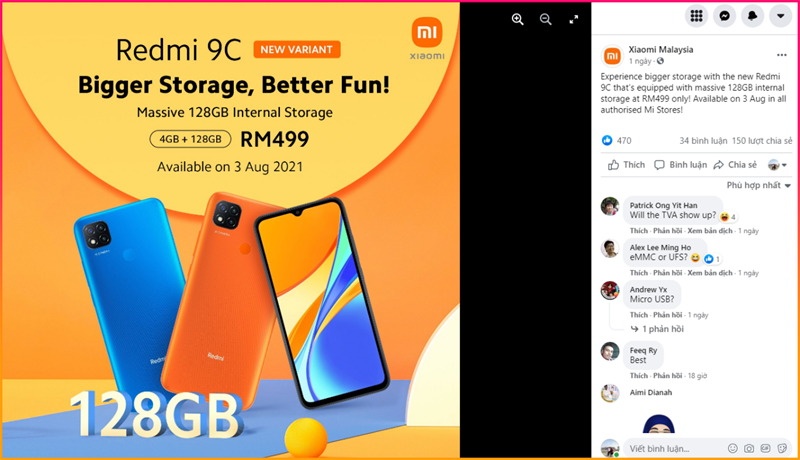 Xiaomi Malaysia ra mắt Redmi 9C phiên bản RAM 4 GB + ROM 128 GB Xiaomi Malaysia ra mắt Redmi 9C phiên bản RAM 4 GB + ROM 128 GB