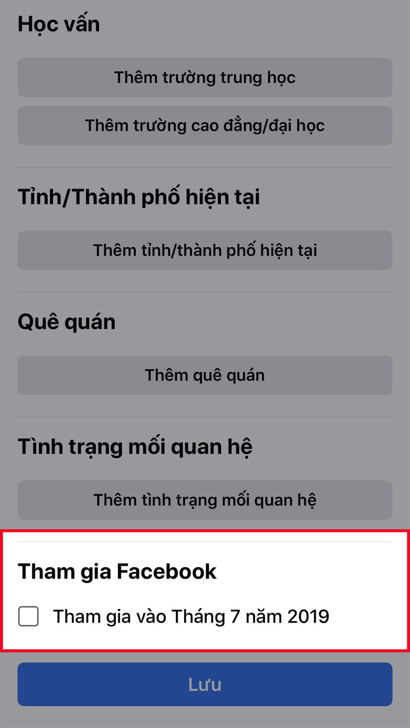 Kéo xuống mục Tham gia Facebook để xem ngày tham gia Facebook của bạn Kéo xuống mục Tham gia Facebook để xem ngày tham gia Facebook của bạn