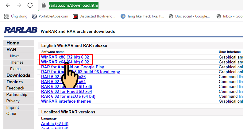 Nhấn vào WinRAR 6.02 Nhấn vào WinRAR 6.02