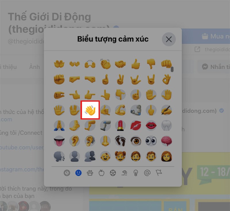 Kéo xuống chọn biểu tượng vẫy tay Kéo xuống chọn biểu tượng vẫy tay