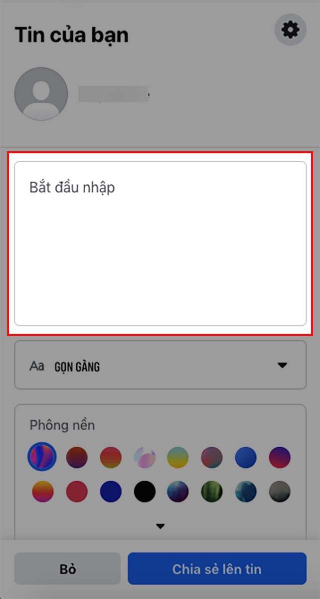 Nhập nội dung story mà bạn muốn đăng vào ô Bắt đầu nhập Nhập nội dung story mà bạn muốn đăng vào ô Bắt đầu nhập
