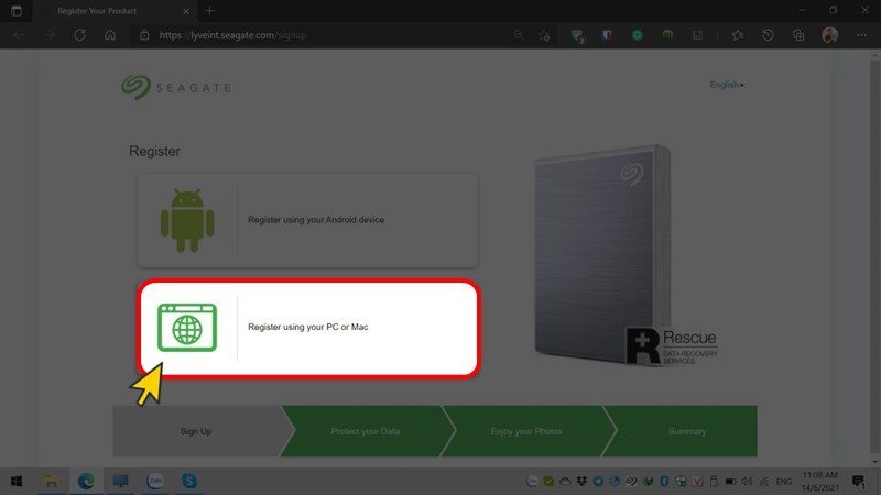 Chọn Register using your PC or Mac Chọn Register using your PC or Mac