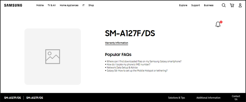 Galaxy A12 (SM-A127F) được liệt kê trên trang hỗ trợ của Samsung Philippines Galaxy A12 (SM-A127F) được liệt kê trên trang hỗ trợ của Samsung Philippines