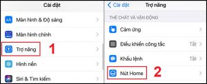 Mở cài đặt nút Home