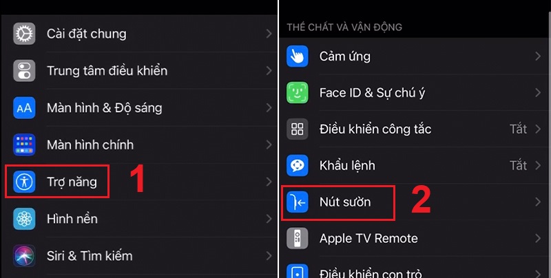 Mở cài đặt nút Sườn