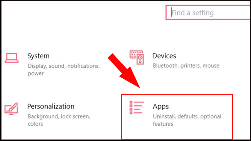 Mở tuỳ chọn Apps > Chọn App & Feature