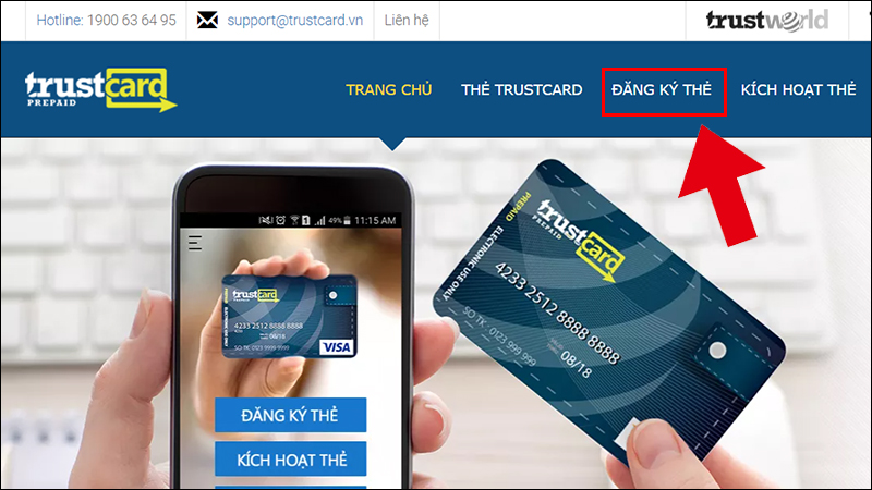 Chọn ĐĂNG KÝ THẺ