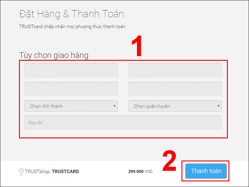 Điền đầy đủ thông tin