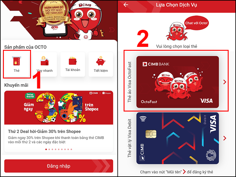 Chọn Thẻ ảo Visa OctoFast