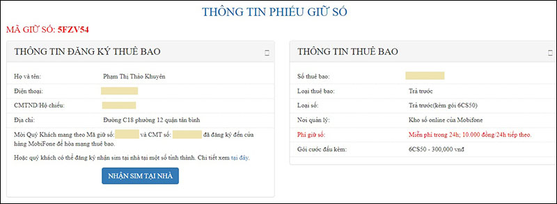 Phiếu giữ số
