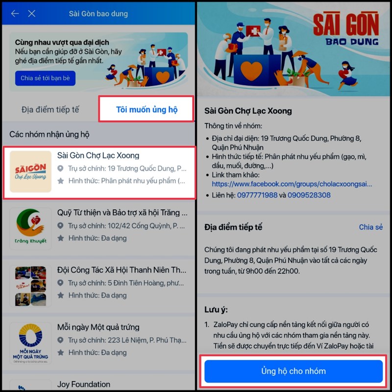 Cách xem địa điểm hỗ trợ người dân của từng quận tại Thành Phố bằng Zalo Cách xem địa điểm hỗ trợ người dân của từng quận tại Thành Phố bằng Zalo