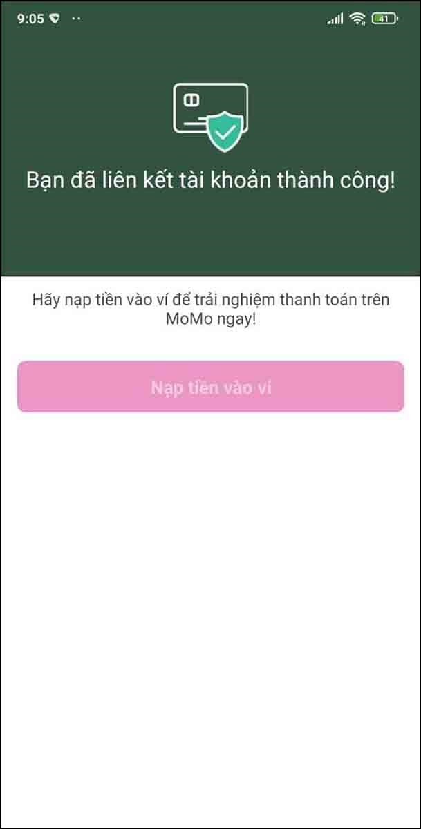 Đăng ký MoMo Vietcombank thành công Đăng ký MoMo Vietcombank thành công