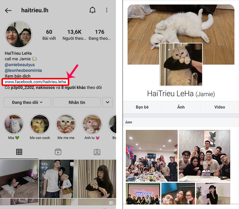 Chọn vào link Facebook sẽ chuyển về trang cá nhân của họ Chọn vào link Facebook sẽ chuyển về trang cá nhân của họ