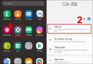 Truy cập vào Cài đặt chọn Kết nối