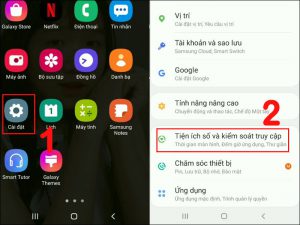 Vào Cài đặt, chọn Tiện ích số và kiểm soát truy cập
