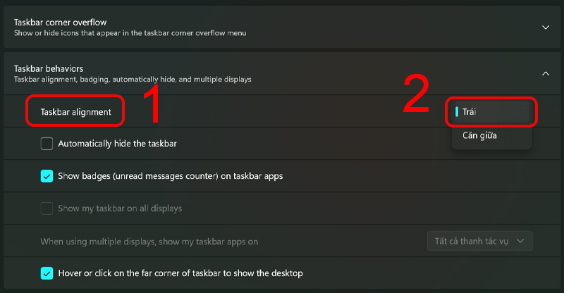 Chuyển vị trí thanh taskbar