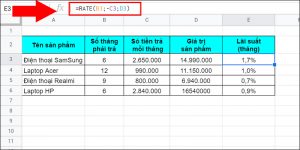 Ví dụ về hàm RATE