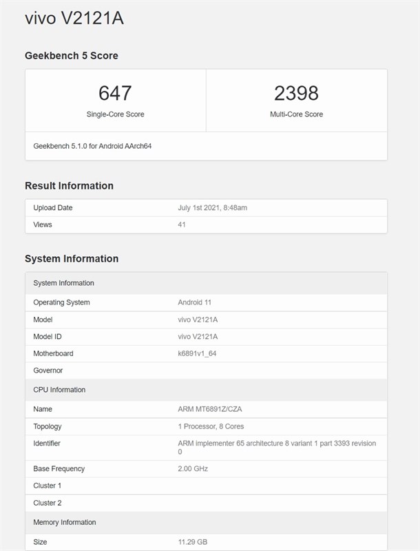 Vivo S10 lộ diện trên Geekbench Vivo S10 lộ diện trên Geekbench