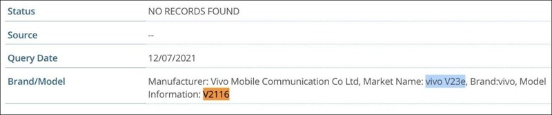 Vivo V23e, Vivo X70 Pro+ xuất hiện trên IMEI Vivo V23e, Vivo X70 Pro+ xuất hiện trên IMEI