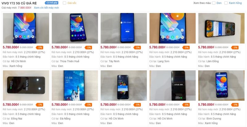 VIVO Y72 5G CŨ VIVO Y72 5G CŨ