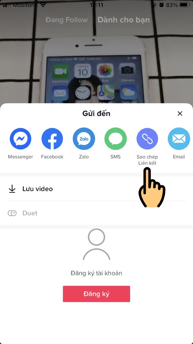 Chọn mục Sao chép liên kết Chọn mục Sao chép liên kết