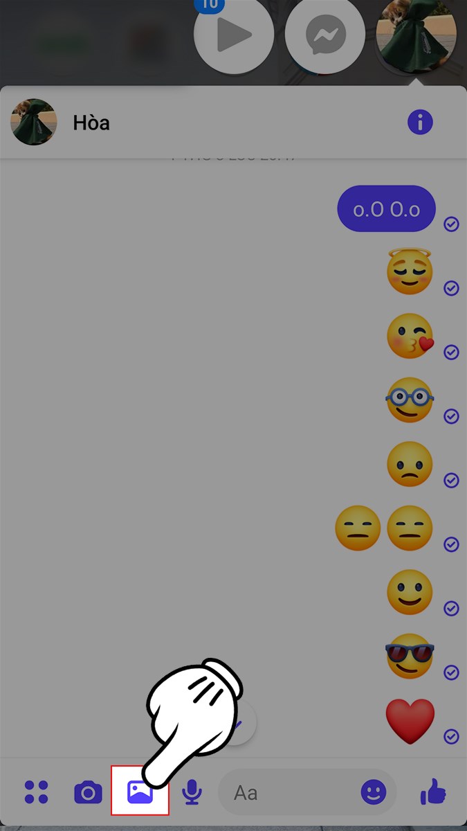 Mở giao diện Messenger > Chọn vào biểu tượng hình ảnh Mở giao diện Messenger > Chọn vào biểu tượng hình ảnh