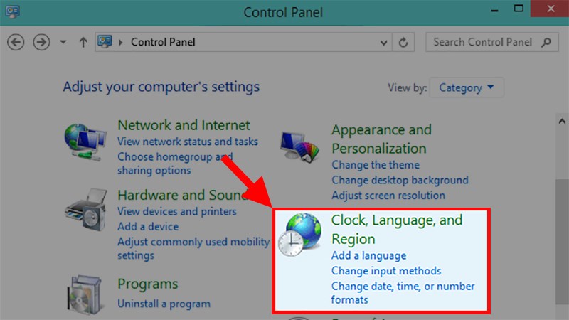 Mở hộp thoại Control Panels > Click vào Clock, Language and Region Mở hộp thoại Control Panels > Click vào Clock, Language and Region