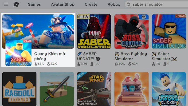 Chọn mode chơi Saber Simulator Chọn mode chơi Saber Simulator