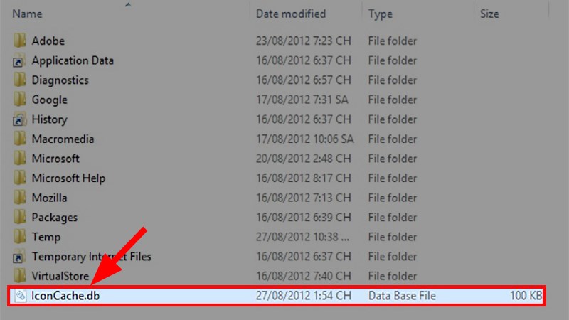 Mở thư mục chứa file IconCache.db theo điều hướng Mở thư mục chứa file IconCache.db theo điều hướng