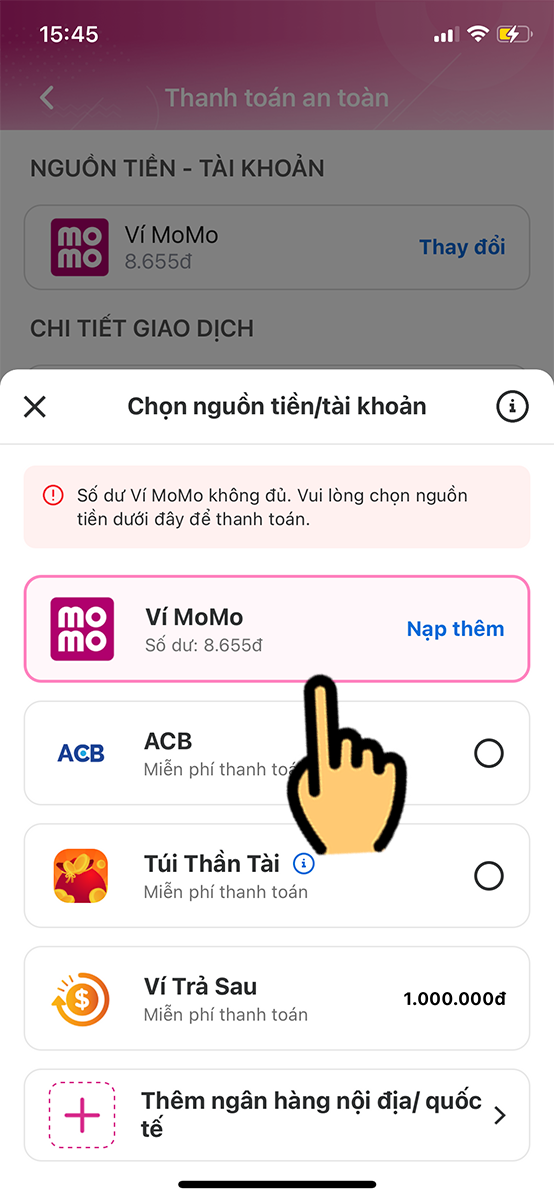 Chọn nguồn tiền Chọn nguồn tiền