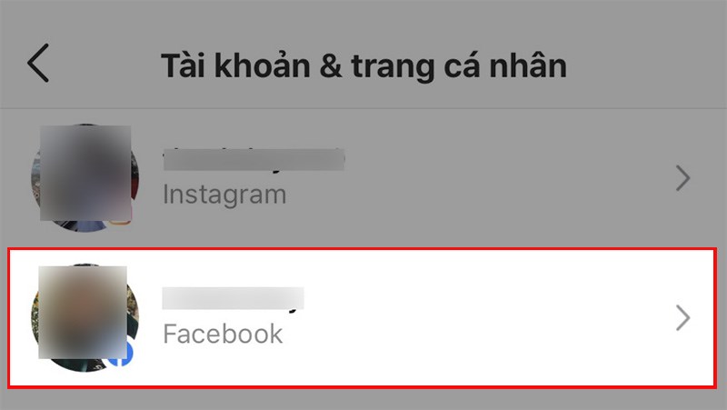 Chọn tài khoản Facebook liên kết với tài khoản Instagram Chọn tài khoản Facebook liên kết với tài khoản Instagram