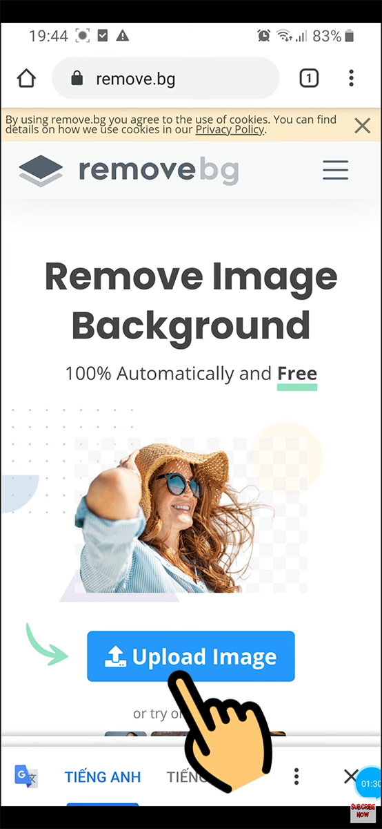 Chọn Upload image Chọn Upload image