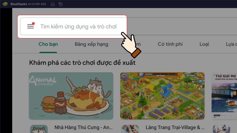Nhấn chọn vào thanh tìm kiếm Nhấn chọn vào thanh tìm kiếm