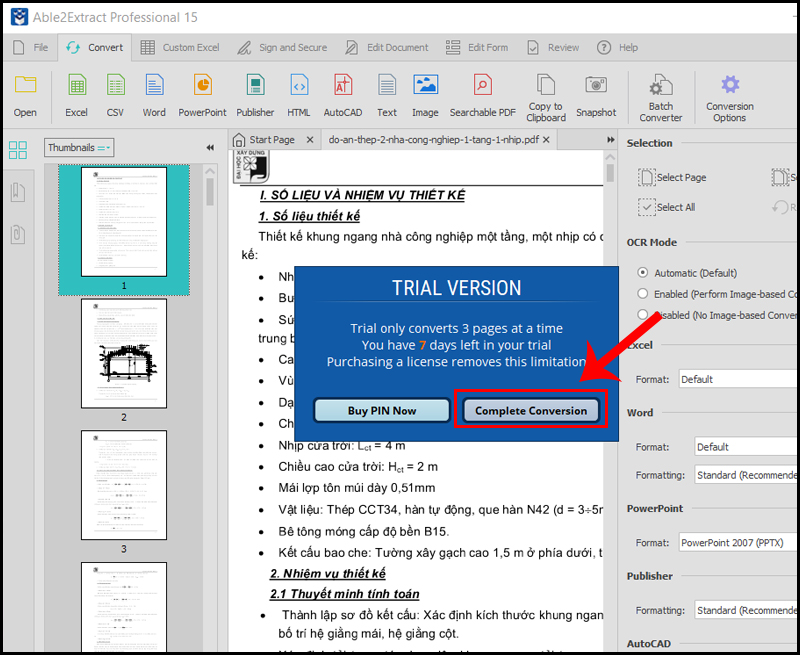 Nhấn Complete Conversion để hoàn tất