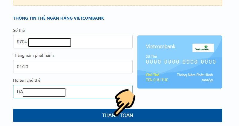 Nhập thông tin thẻ ATM của bạn Nhập thông tin thẻ ATM của bạn