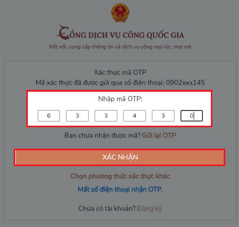 Nhập mã OTP để đăng nhập Nhập mã OTP để đăng nhập