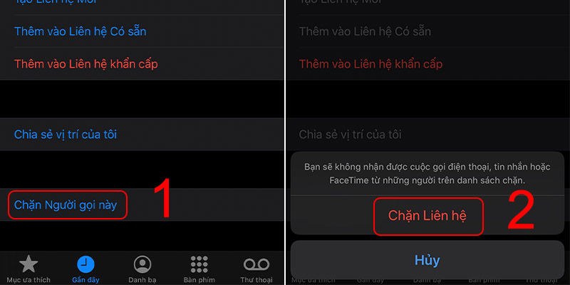 Chọn Chặn Liên hệ