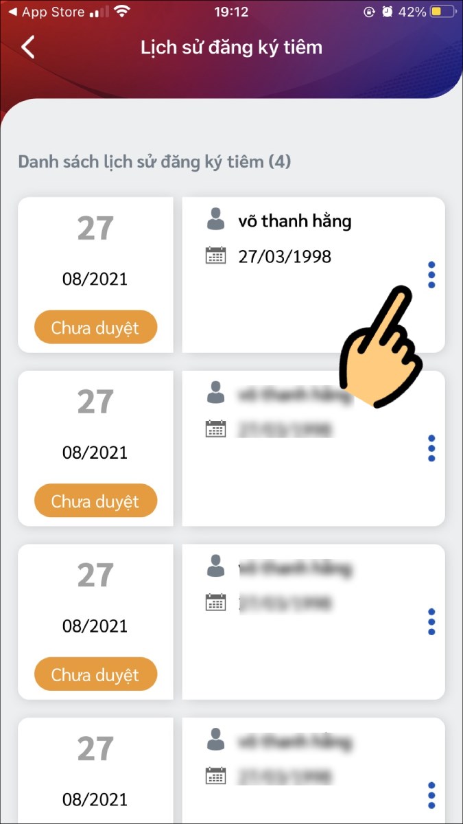 Nhấn vào biểu tượng dấu ba chấm nằm dọc Nhấn vào biểu tượng dấu ba chấm nằm dọc