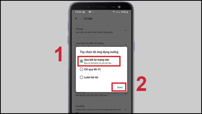 Chọn Qua bất kỳ mạng nào