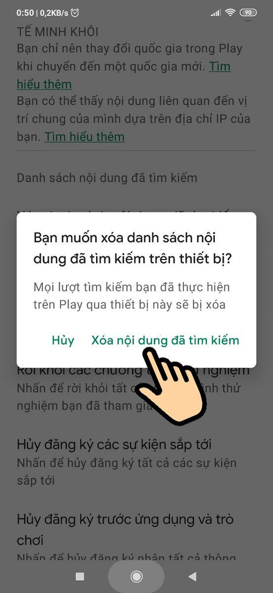 Chọn Xóa nội dung đã tìm kiếm để hoàn tất Chọn Xóa nội dung đã tìm kiếm để hoàn tất