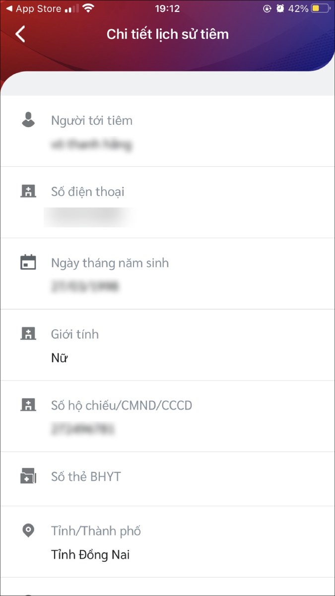 Xem lịch sử đăng ký tiêm chi tiết Xem lịch sử đăng ký tiêm chi tiết