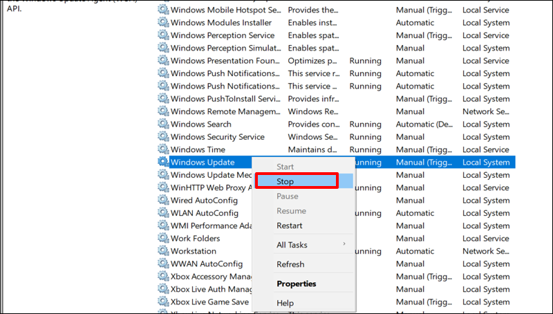 7-cach-khac-phuc-loi-0x80070490-khi-update-windows-10-hieu-qua8-800x454-1 Chọn Stop tại Windows Update
